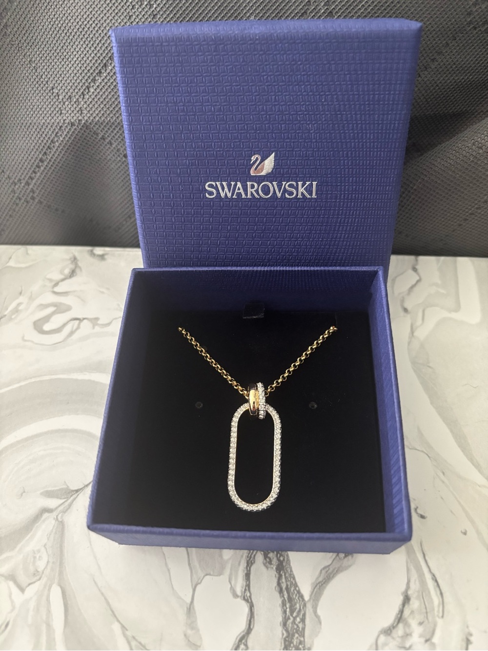 Swarovski Gold Oval-Loop Pendant Necklace